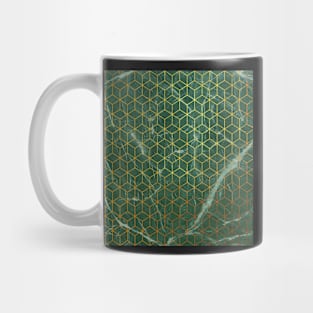 Hexagon Design Pattern Emerald Gold Mug